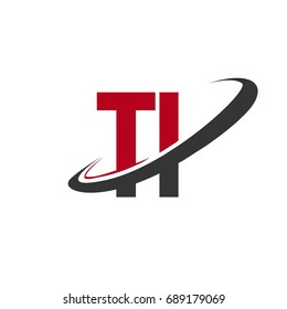 TI initial logo company name colored red and black swoosh design, isolated on white background. vector logo for business and company identity.