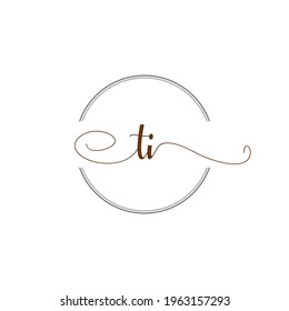 TI Initial Logo Handwriting template letter illustration