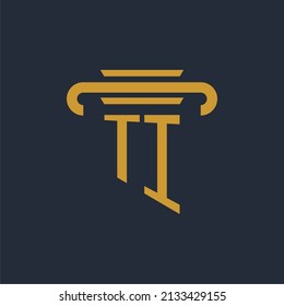 TI initial logo monogram with pillar icon design vector image