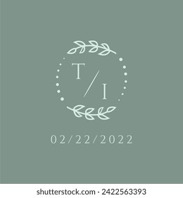 TI initial modern monogram wedding with creative circle line