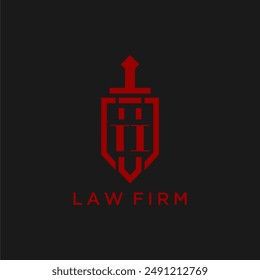 TI initial monogram for law firm with sword and shield logo image