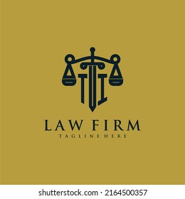 TI initial monogram for lawfirm logo with sword and scale