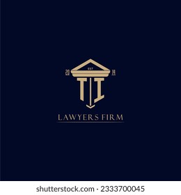 TI initial monogram lawfirm logo with pillar design