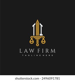 TI initial monogram for lawfirm logo with sword and scale