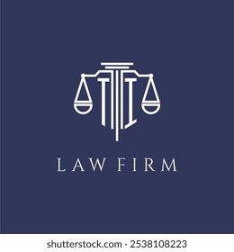 TI initial monogram for lawfirm logo with scales vector image