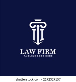 TI initial monogram logo lawfirm with pillar design