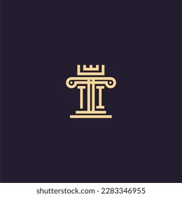 TI initial monogram logo for lawfirm with pillar  crown image design