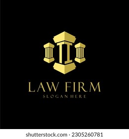 TI initial monogram logo for lawfirm with pillar design