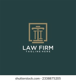 TI initial monogram logo for lawfirm with pillar design in creative square