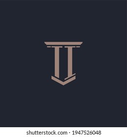 TI initial monogram logo with pillar style design