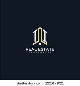 TI initial monogram logo for real estate with home shape creative design