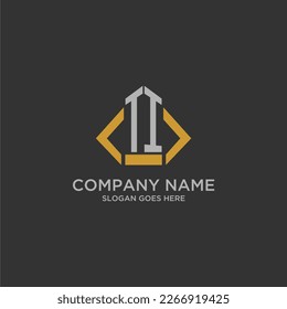 TI initial monogram logo for real estate with building style