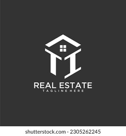 TI initial monogram logo for real estate with polygon shape creative design