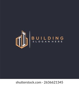TI initial monogram logo real estate for building with polygon style
