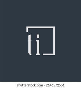 TI initial monogram logo with rectangle style dsign