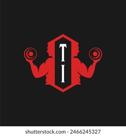 TI initials fitness sport gym logo design vector