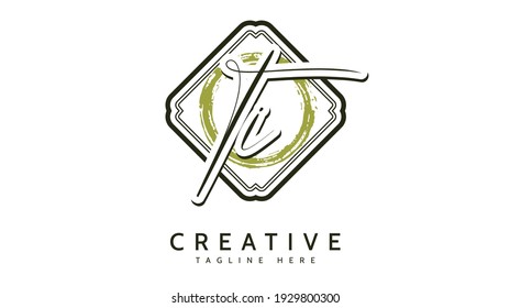 TI Initials, handwriting logo vector