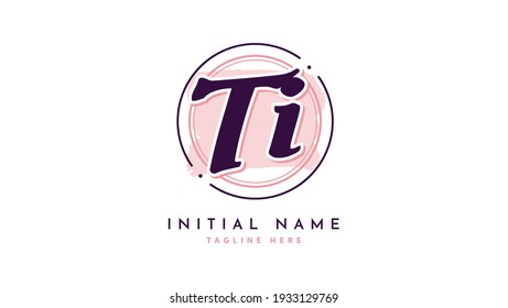 TI Initials, handwriting logo vector