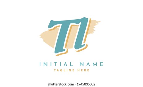 TI Initials, handwriting logo vector