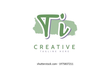 TI Initials, handwriting logo vector