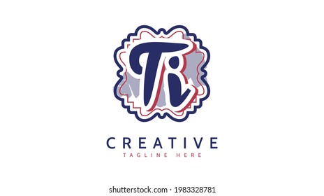 TI Initials, handwriting logo vector