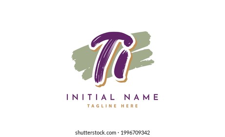 TI Initials, handwriting logo vector