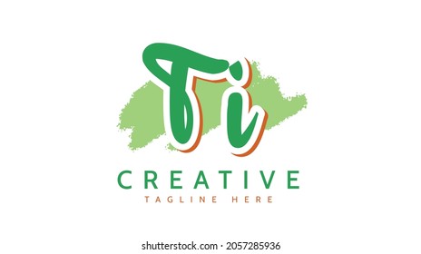 Ti Initials, handwriting logo vector