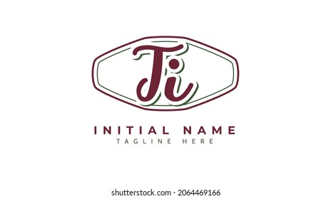 Ti Initials, handwriting logo vector