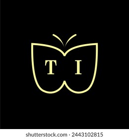 TI Initials Luxury Butterfly logo Vector illustration