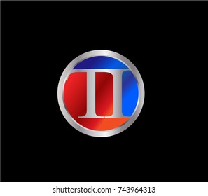 TI Letter logo Design in a circle. Blue Red and silver colored