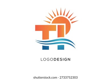 TI Letter Logo Monogramm Sun Wave Modernes Branding-Design