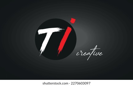 TI Letters Brush Paint Logo icon, Elegant Vector Design