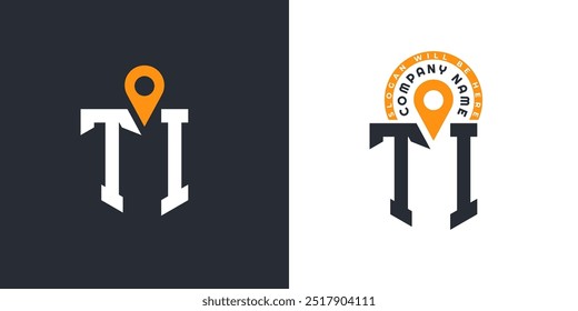 TI Location Logo Bundle. Letter TI Logo Dual Vector Icons for Recruitment and Navigation