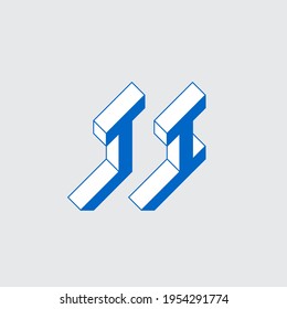 TI - logo or 2-letter code. T and I - Monogram or logotype. Isometric 3d font for design. Vector Three-dimension letters.