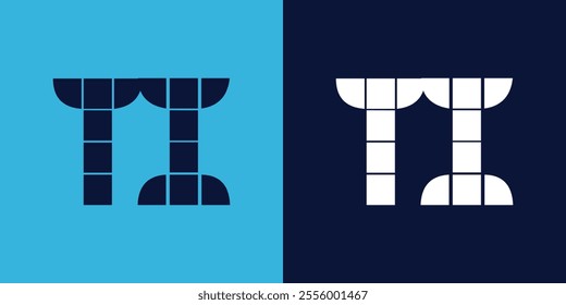 TI logo design with tile shape. Minimalist and modern vector illustration design suitable for business or brand