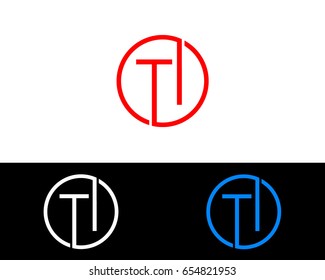 Ti Logo. Letter Design Vector with Red and Black Gold Silver Colors
