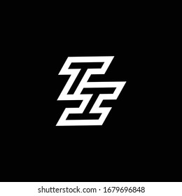 TI-Logo-Monogramm mit bis zu unten Stilvorlagen für negatives Leerzeichen einzeln auf schwarzem Hintergrund