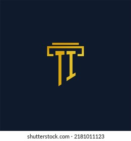 TI monogram initial logo for lawfirm with pillar design