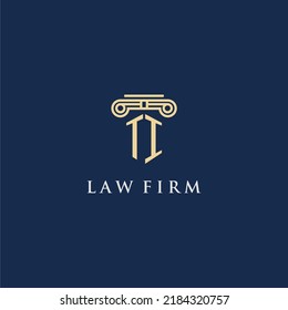 TI monogram initial logo for lawfirm with pillar design