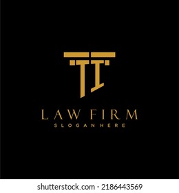 TI monogram initial logo for lawfirm with pillar design