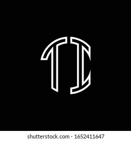 TI monogram logo circle ribbon style outline design template