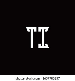 TI monogram logo with curved side style design template