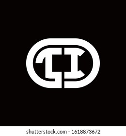 TI monogram logo with an oval style on a black background