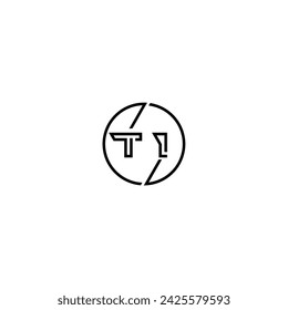 TI simple outline concept logo and circle of initial design black and white background