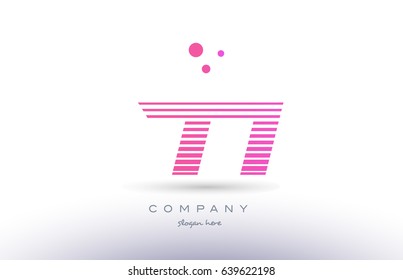 ti t i alphabet letter logo pink purple stripes lines creative text dots company vector icon design template