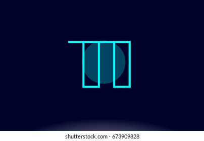 ti t i blue line circle letter logo alphabet creative company vector icon design template