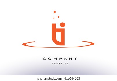 TI T I creative orange swoosh dots alphabet company letter logo design vector icon template