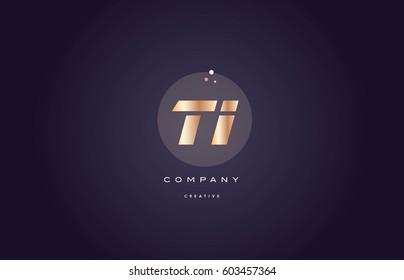 ti t i  gold yellow golden metal metallic bold luxury product modern creative gradient alphabet company logo design vector icon template