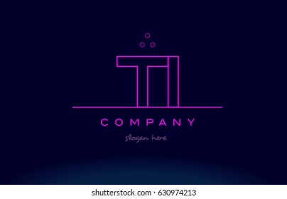 ti t i letter alphabet text pink purple dots contour line creative company logo vector icon design template