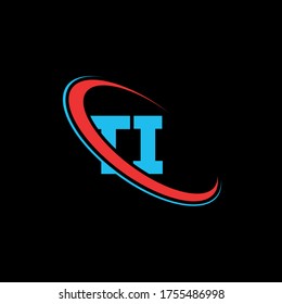 TI, T I letter logo design. Initial letter TI linked circle uppercase monogram logo red and blue. TI logo, T I design. ti, t i